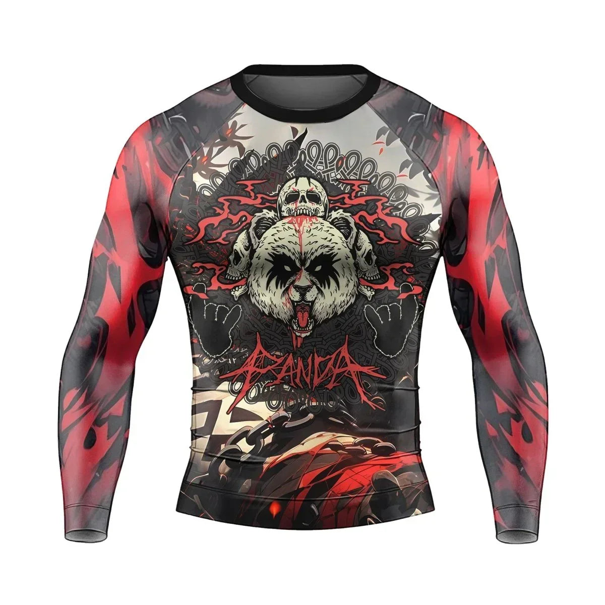 Panda Skull Long Sleeve Rash Guard