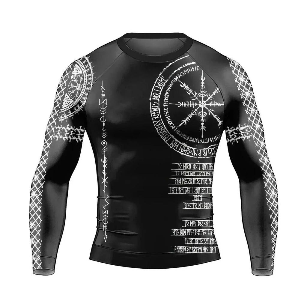 Vikings Shield Runes Men's Long Sleeve Rash Guard