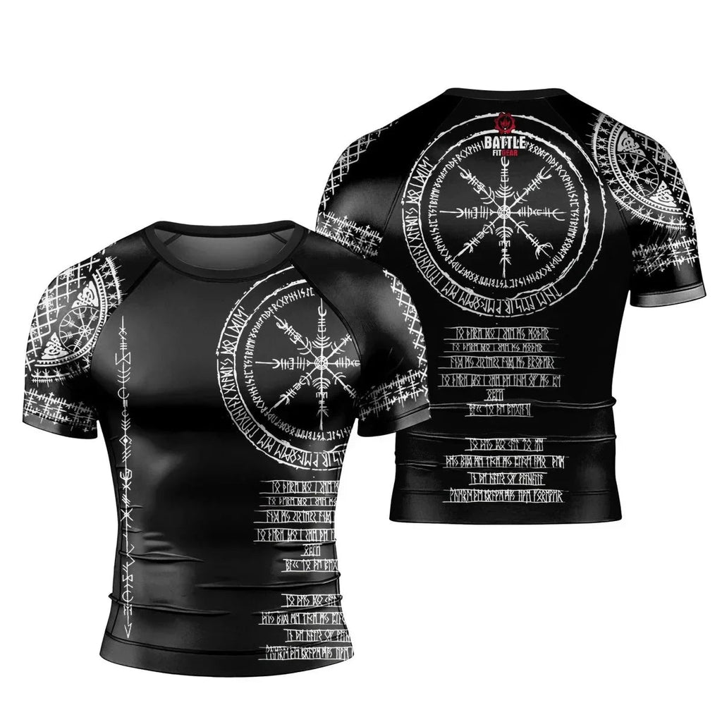 Vikings Shield Runes Men's Short Sleeve Rash Guard