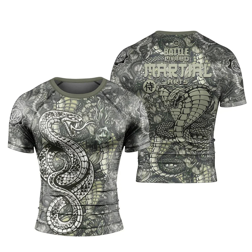 Samurai Cobra And Dragon Short Sleeve Rash Guard