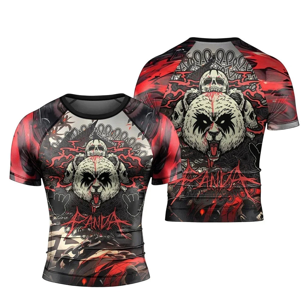 Panda Skull Short Sleeve Rash Guard