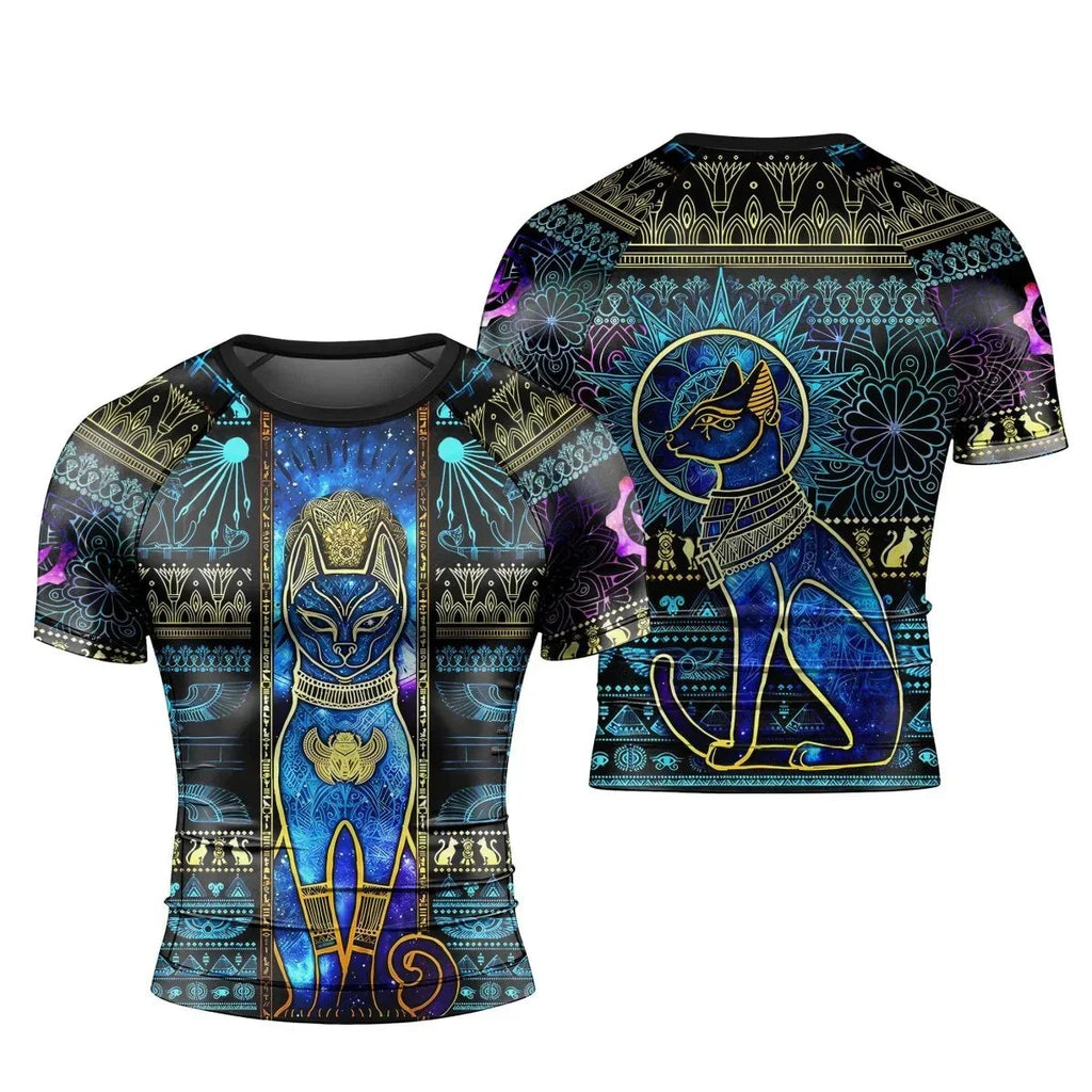 Bastet Galaxy Men's Short Sleeve Rash Guard