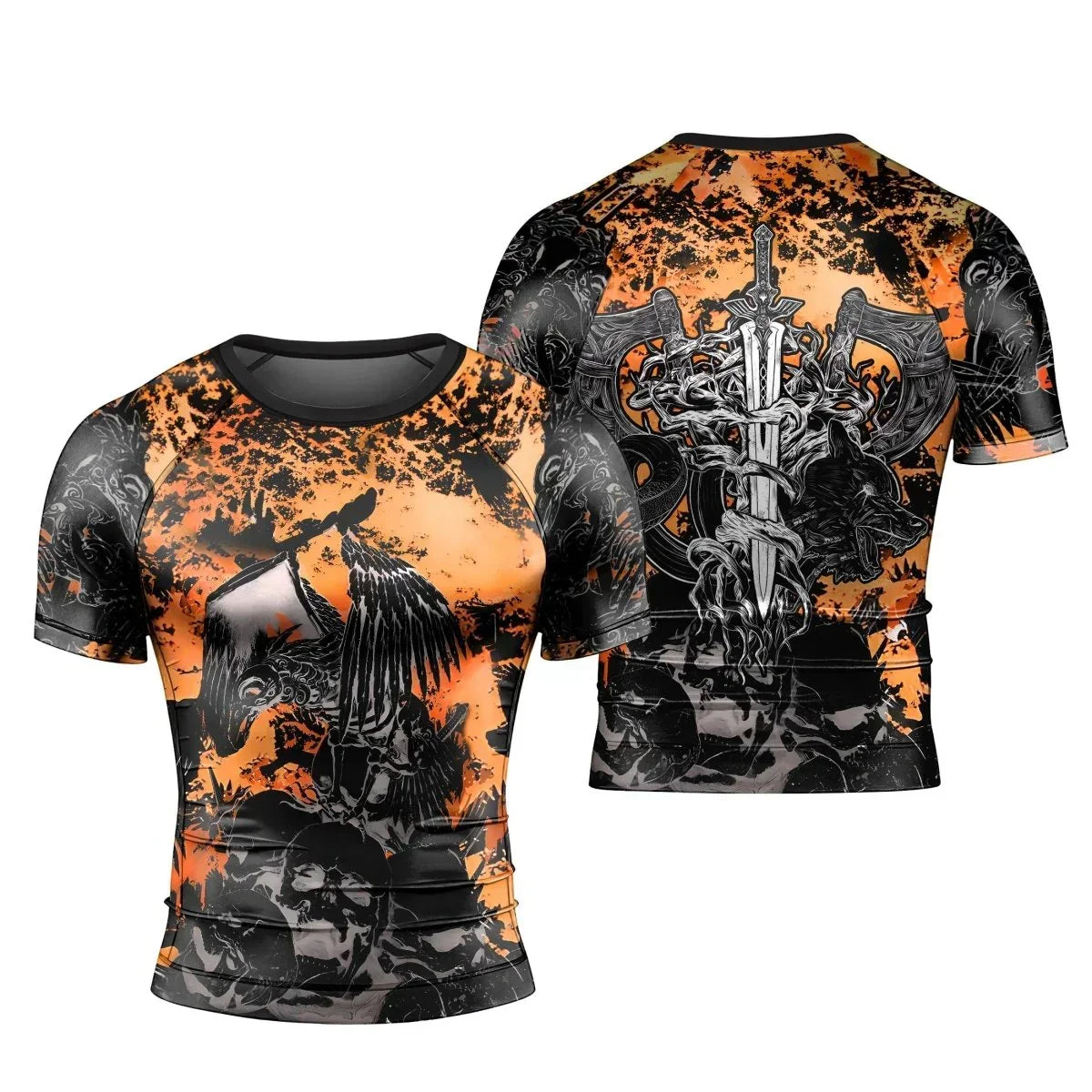 Raven Skull Men's Short Sleeve Rash Guard