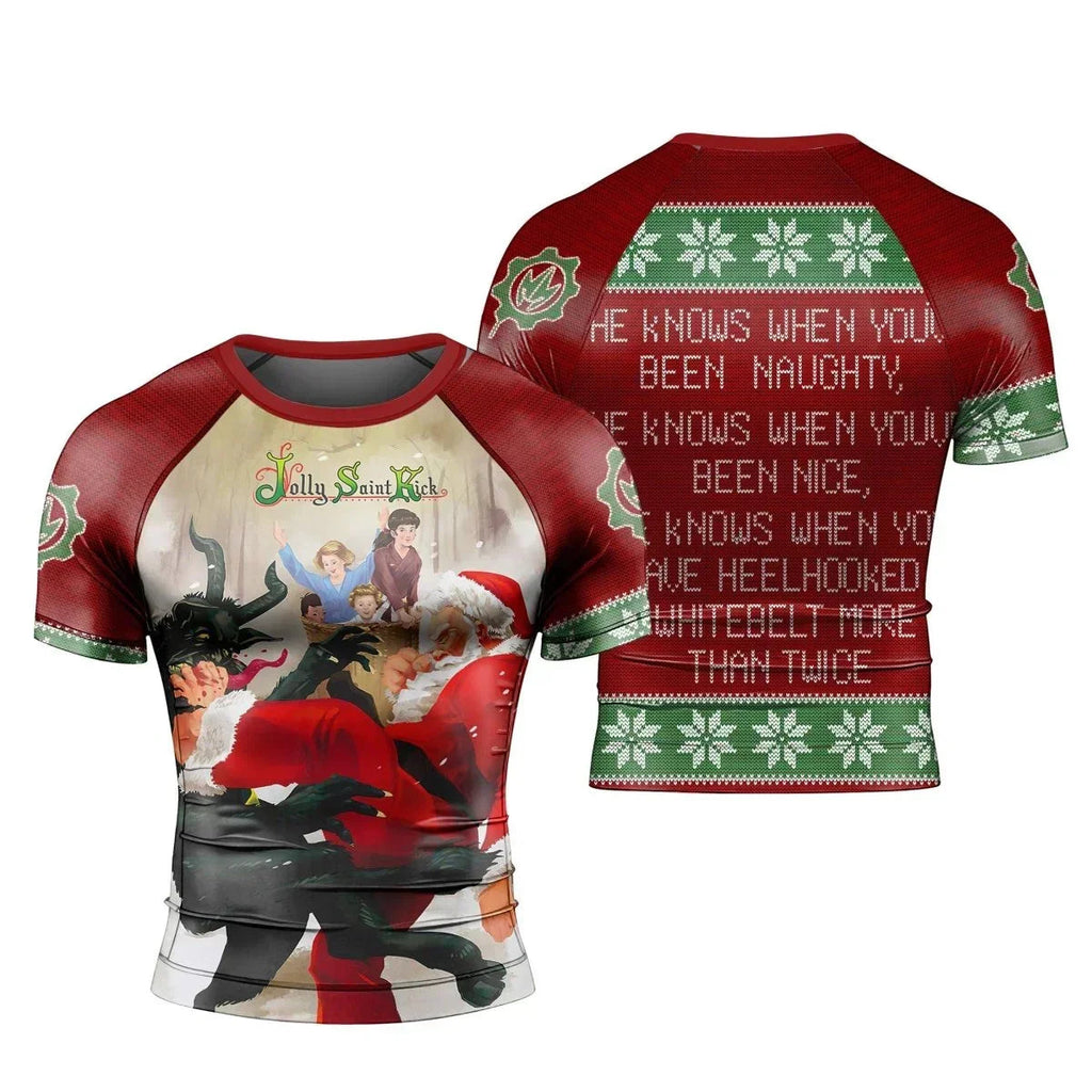 Santa & Satan Christmas Short Sleeve Rash Guard