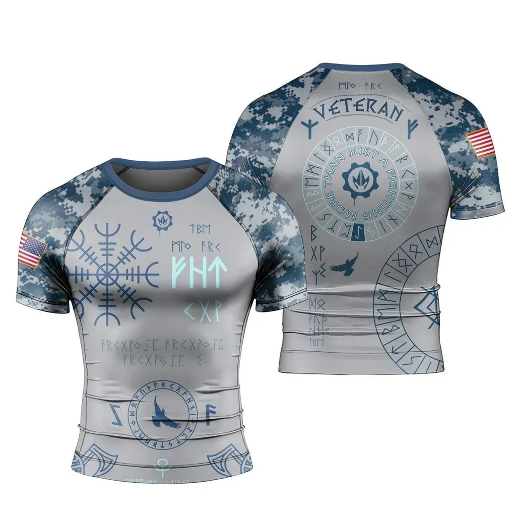 Navy Veteran Viking Men's Short Sleeve Rash Guard