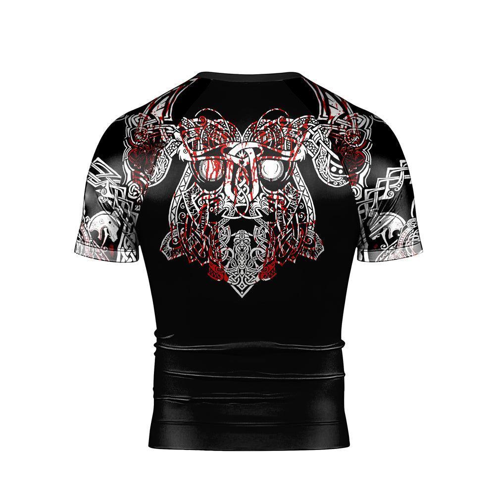 Geri & Freki Blood Tattoo Viking Men's Short Sleeve Rash Guard