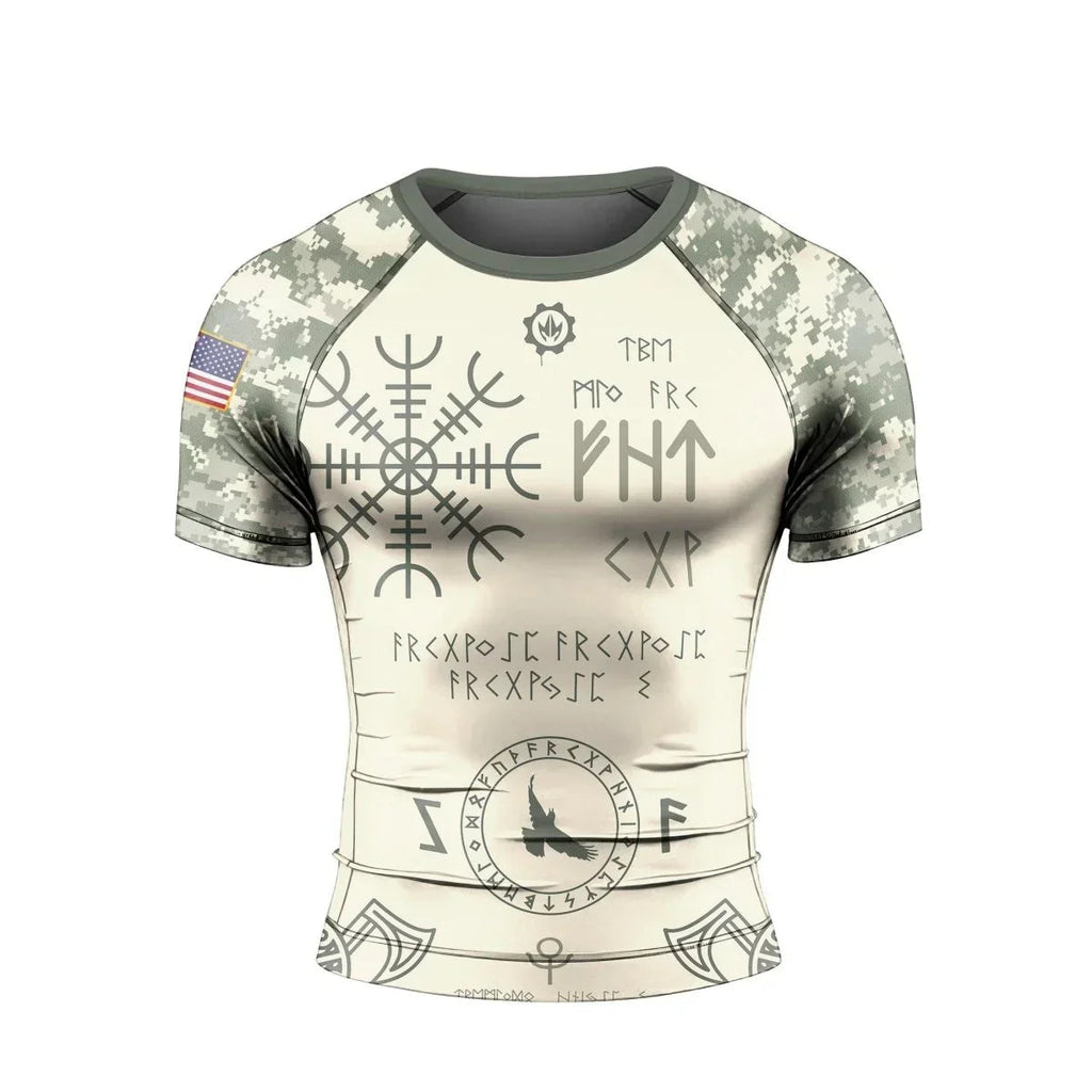 Army Veteran Viking Men's Short Sleeve Rash Guard