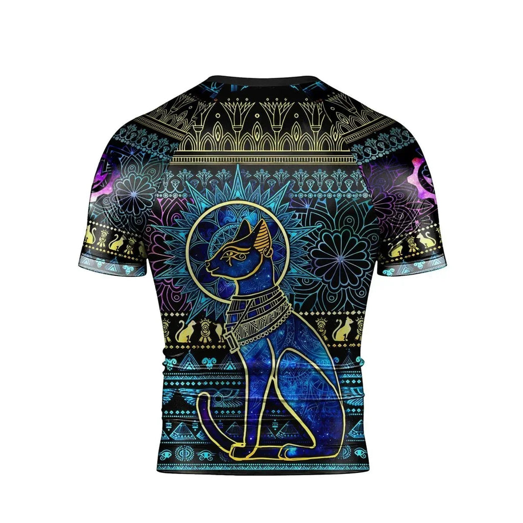 Bastet Galaxy Men's Short Sleeve Rash Guard
