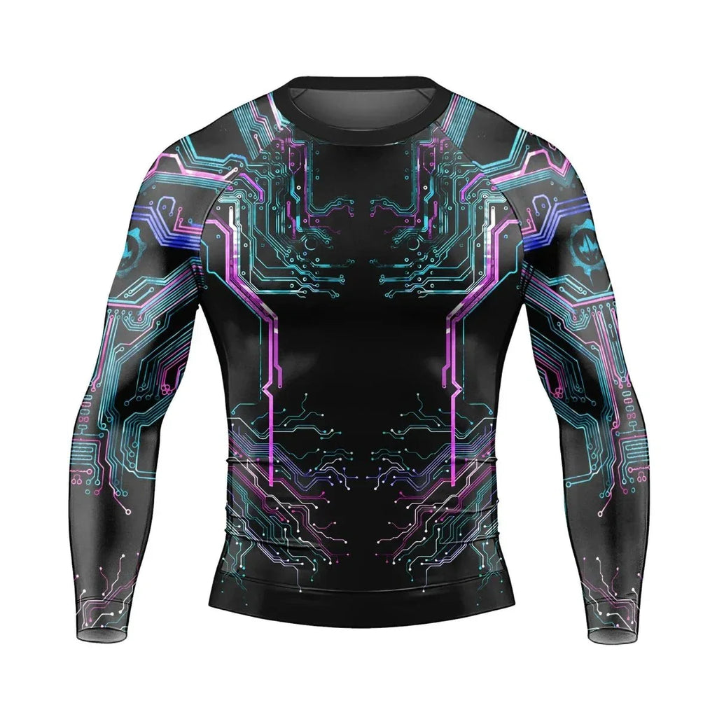 Deadly Glowing Circuit Men's Long Sleeve Rash Guard
