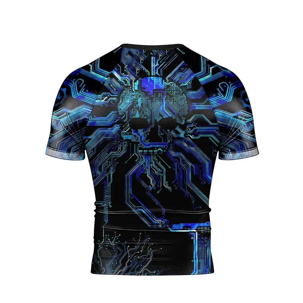 Glowing Circuit Men's Short Sleeve Rash Guard