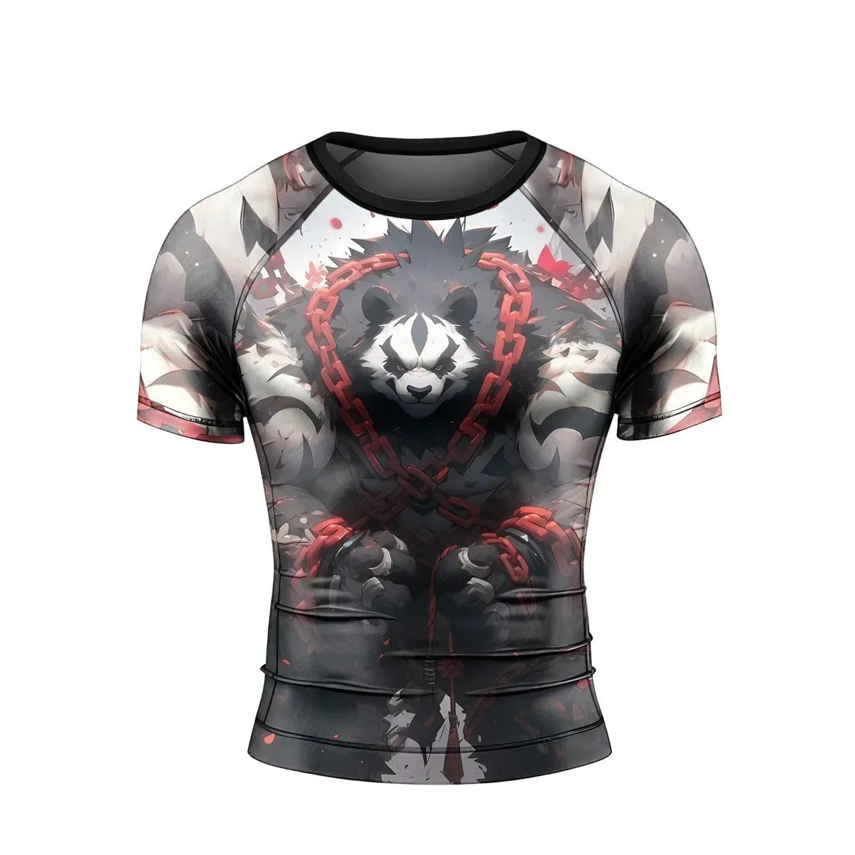 Warrior Panda Skull Short Sleeve Rash Guard