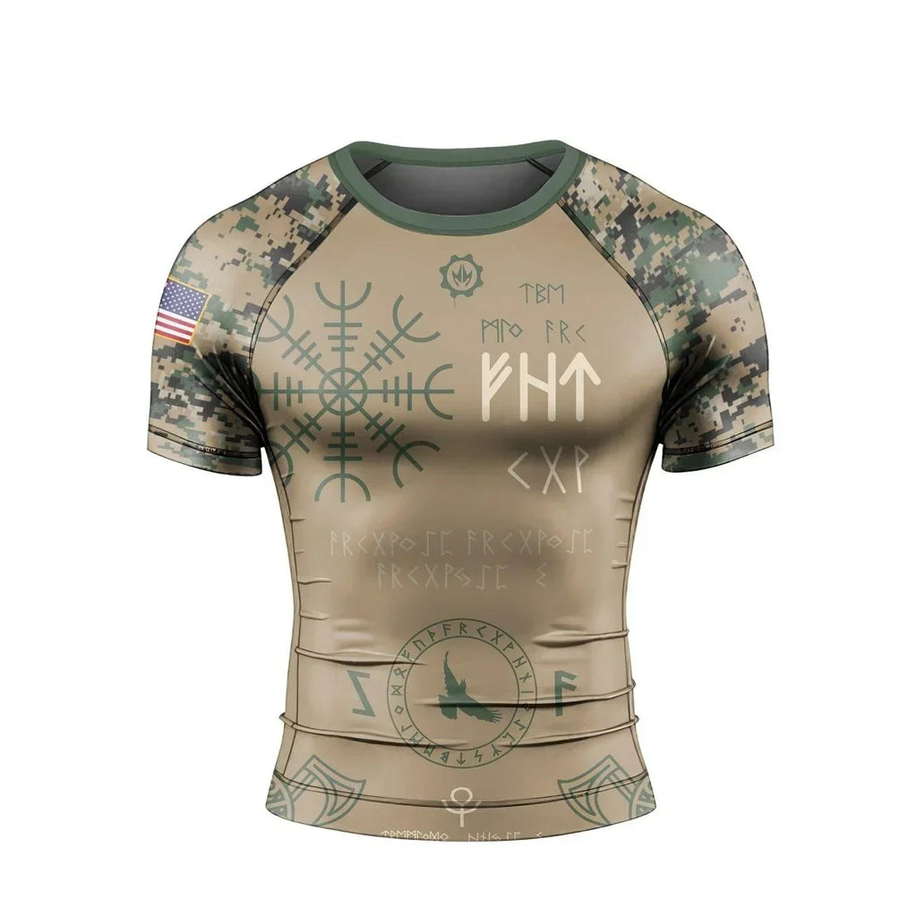 Marine Veteran Viking Men's Short Sleeve Rash Guard