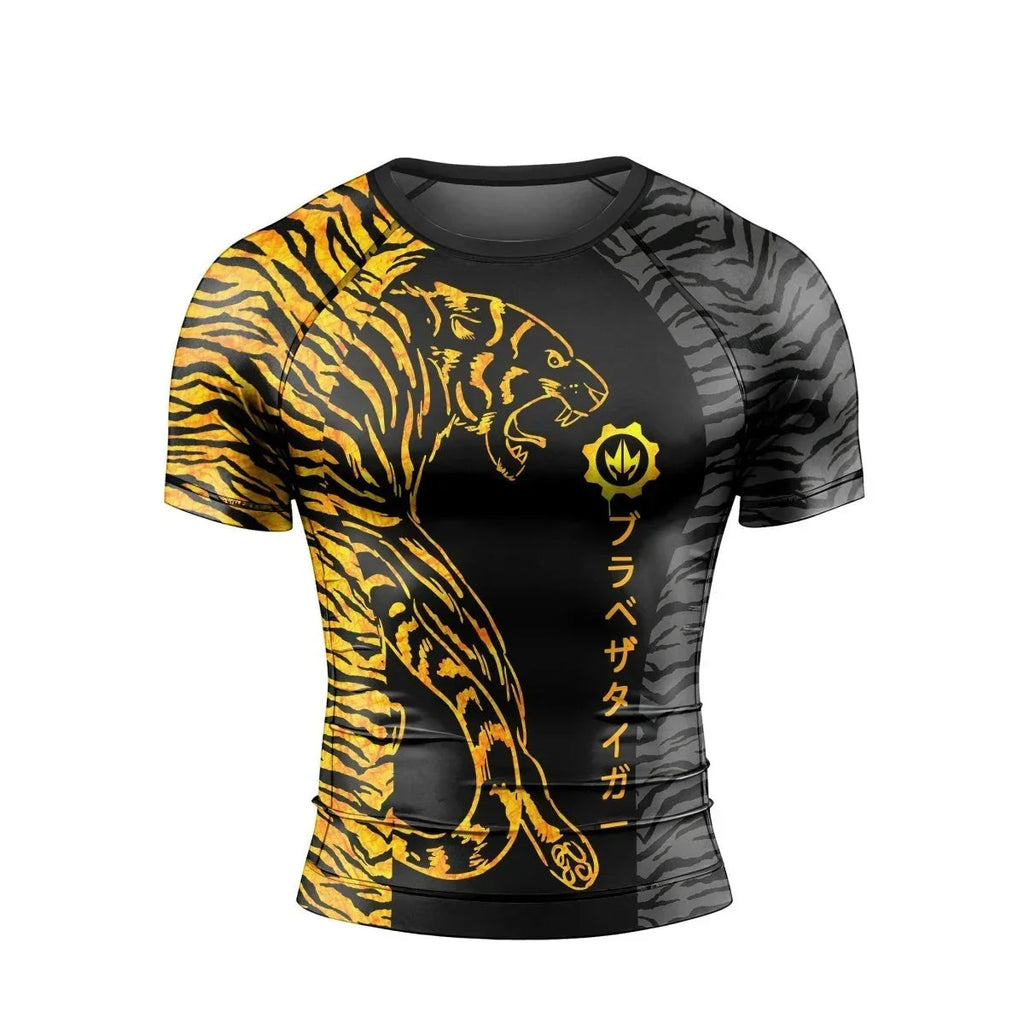 Tiger's Reflection Men's Short Sleeve Rash Guard