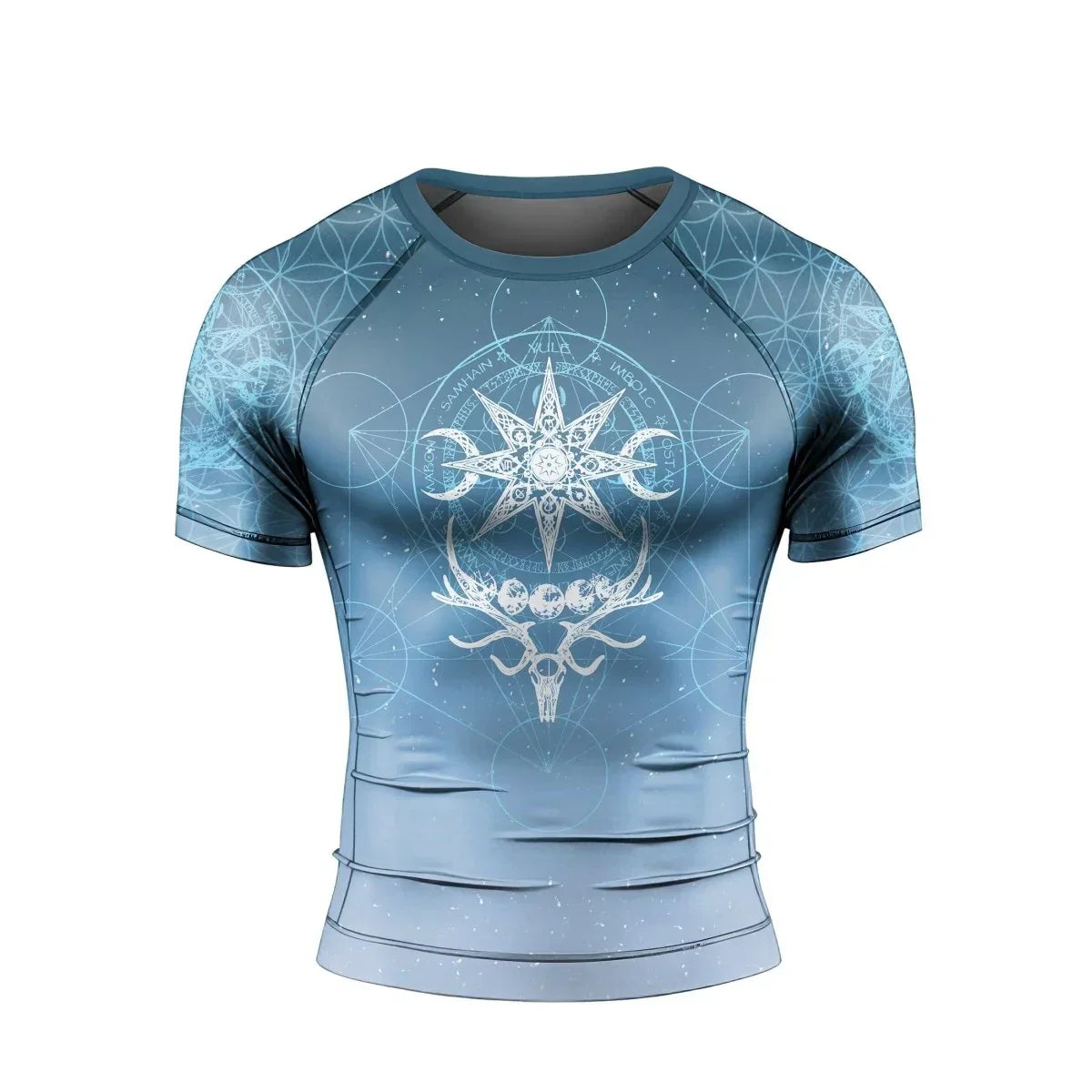 Light Blue YULE Vikings Men's Short Sleeve Rash Guard