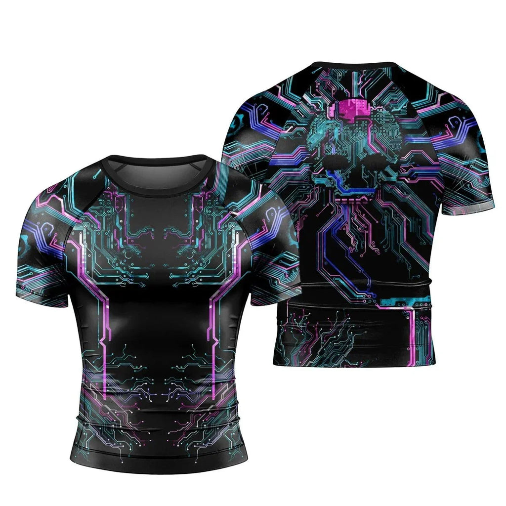 Deadly Glowing Circuit Men's Short Sleeve Rash Guard