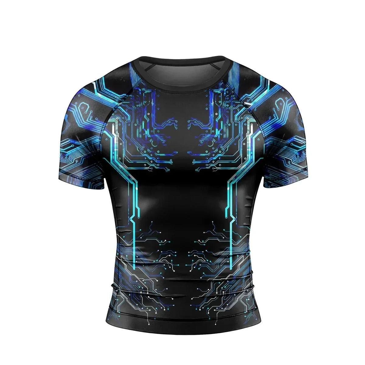 Glowing Circuit Men's Short Sleeve Rash Guard