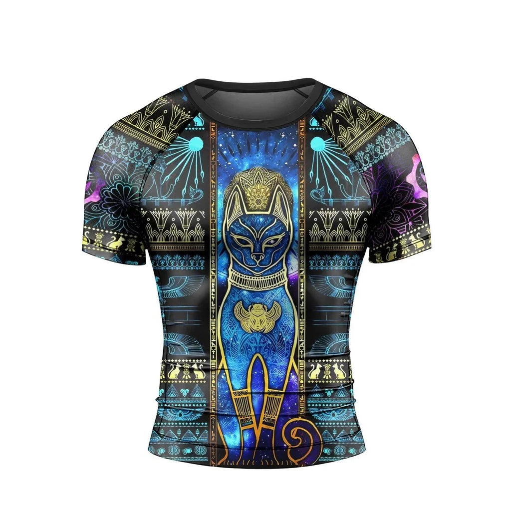 Bastet Galaxy Men's Short Sleeve Rash Guard