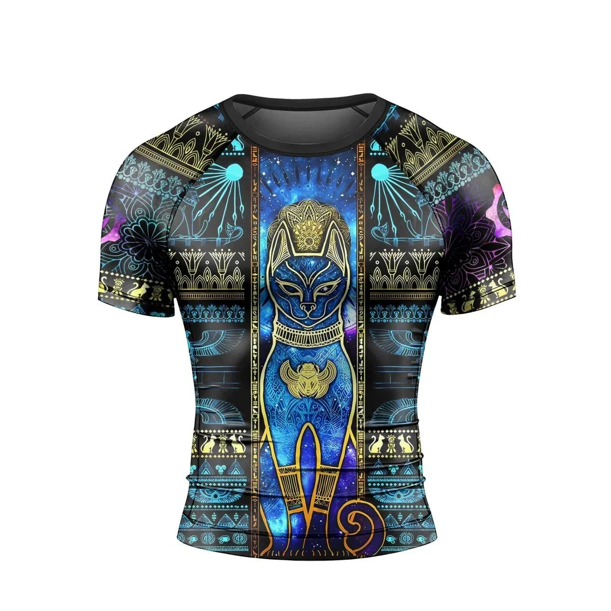 Bastet Galaxy Men's Short Sleeve Rash Guard