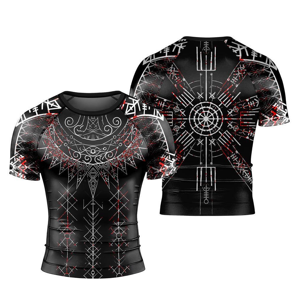 Viking Sol Runes And Symbols  Men's Short Sleeve Rash Guard