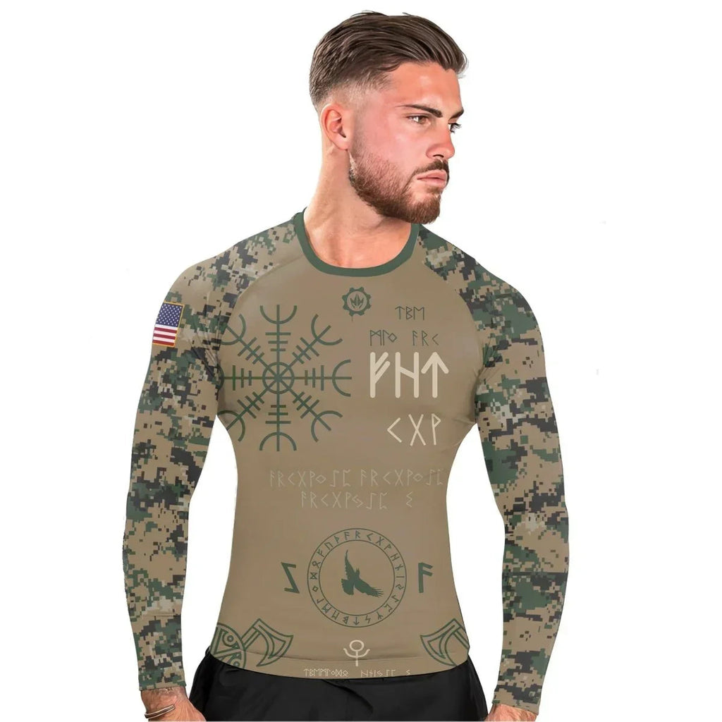Marine Veteran Viking Men's Long Sleeve Rash Guard