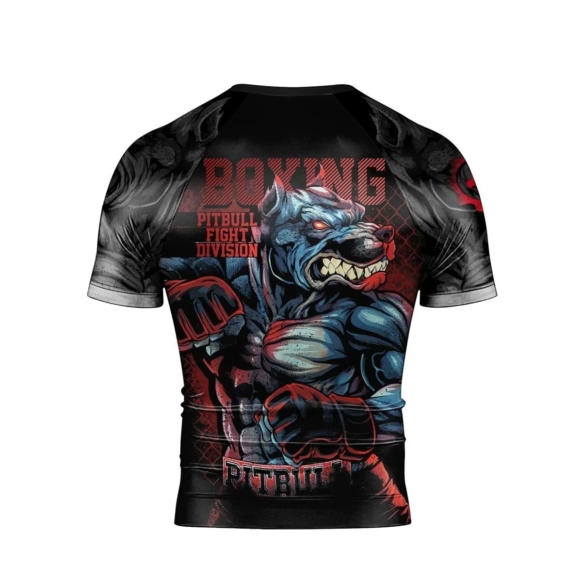 Red Rage Pitbull Boxing Men's Short Sleeve Rash Guard