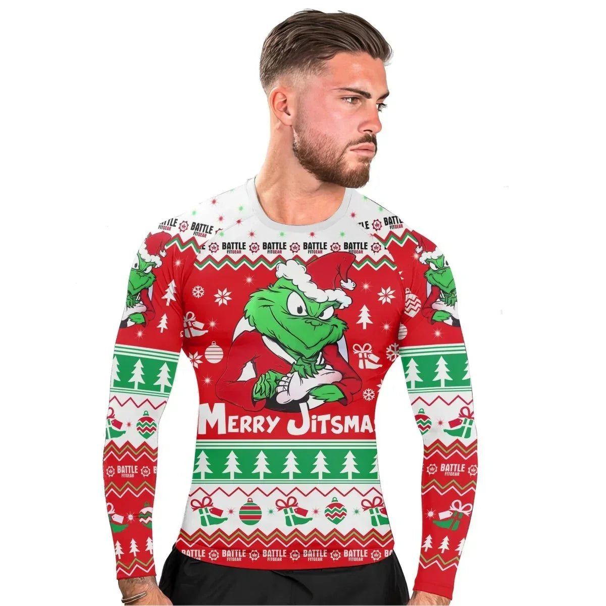 Funny Santa Grinch Long Sleeve Rash Guard