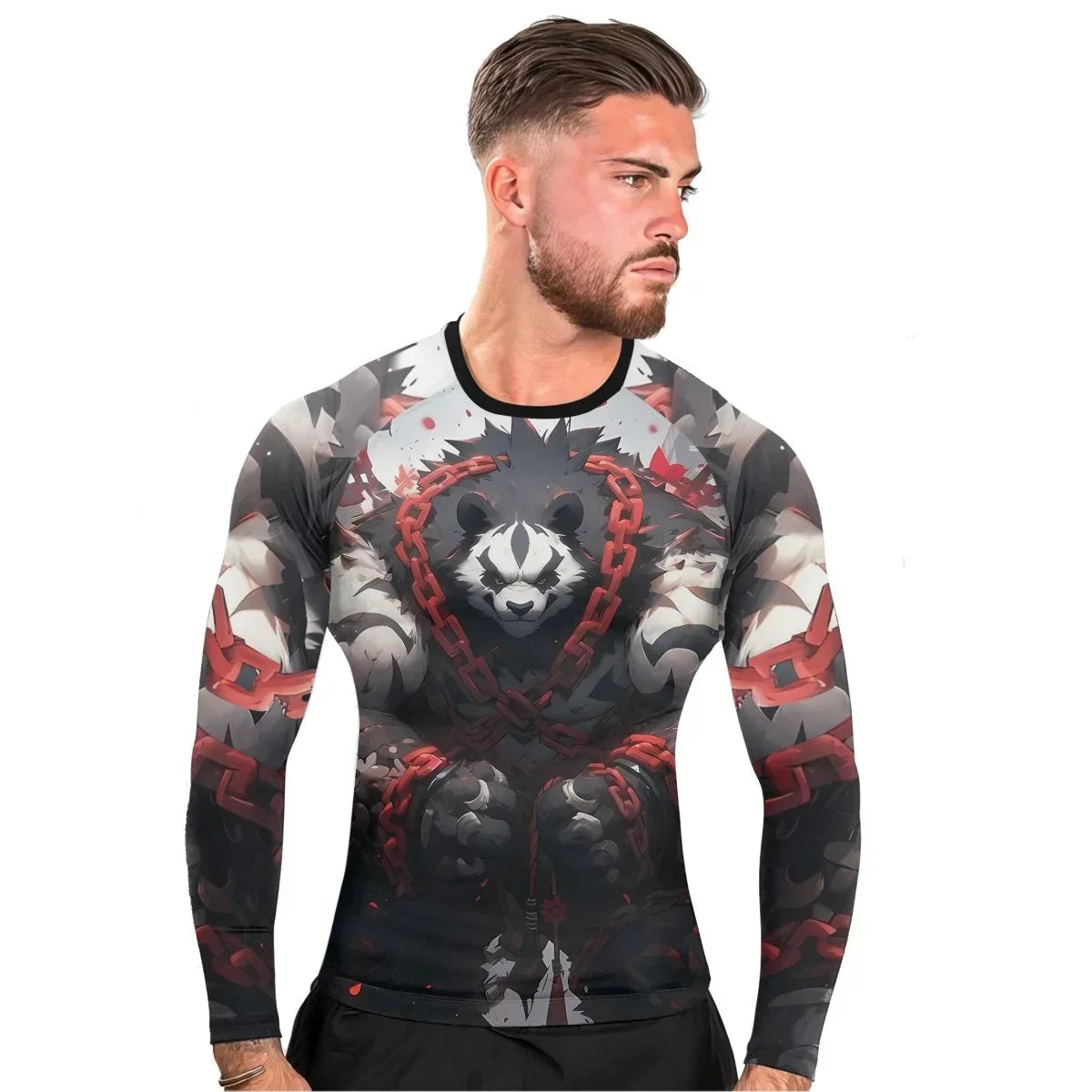 Warrior Panda Skull Long Sleeve Rash Guard