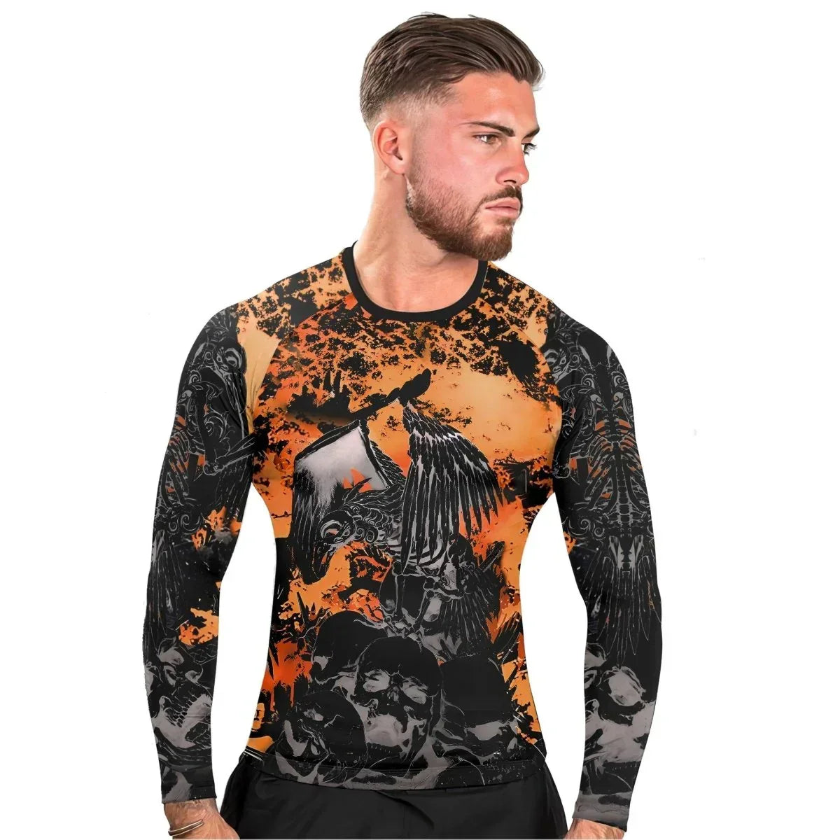 Raven Skull Men's Long Sleeve Rash Guard