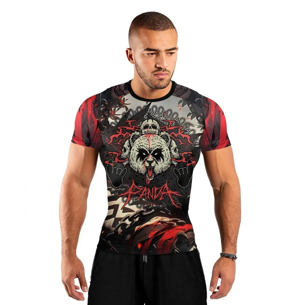 Panda Skull Short Sleeve Rash Guard