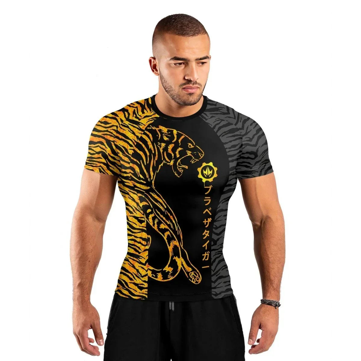 Tiger's Reflection Men's Short Sleeve Rash Guard