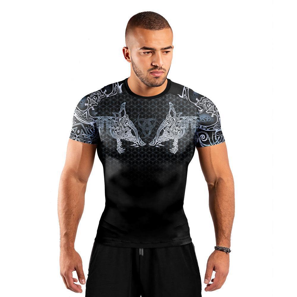 Geri & Freki Tattoo Viking Men's Short Sleeve Rash Guard