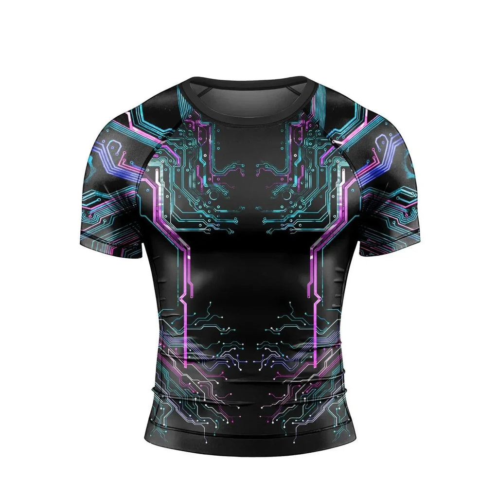 Deadly Glowing Circuit Men's Short Sleeve Rash Guard