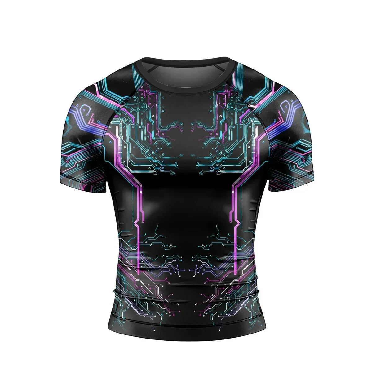Deadly Glowing Circuit Men's Short Sleeve Rash Guard