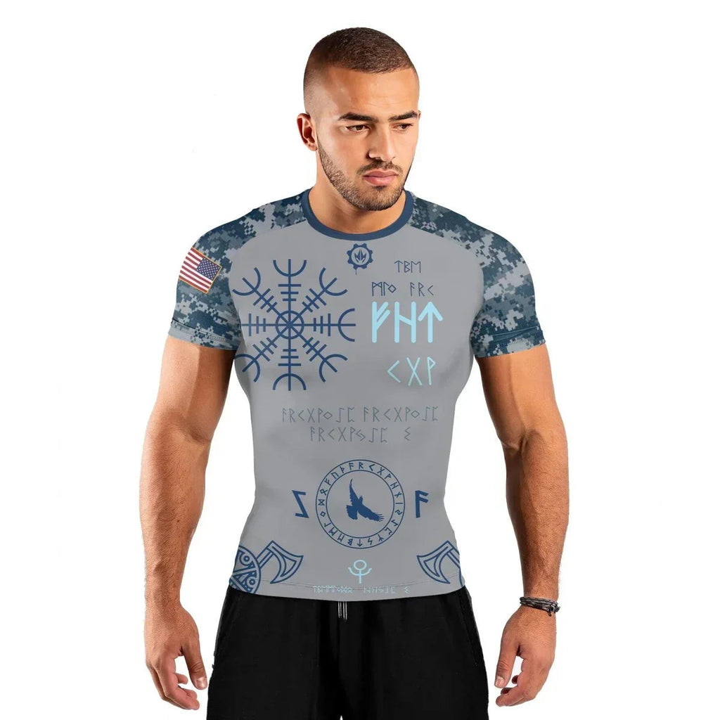 Navy Veteran Viking Men's Short Sleeve Rash Guard
