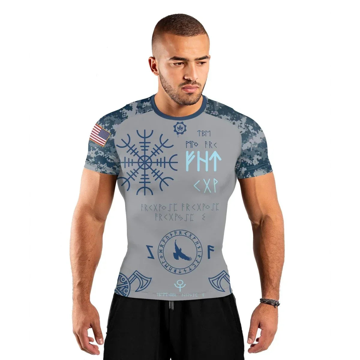 Navy Veteran Viking Men's Short Sleeve Rash Guard
