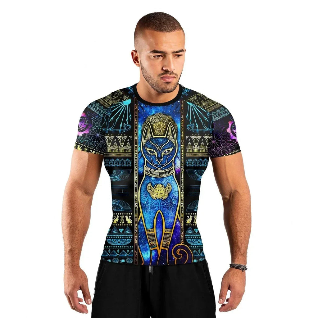 Bastet Galaxy Men's Short Sleeve Rash Guard