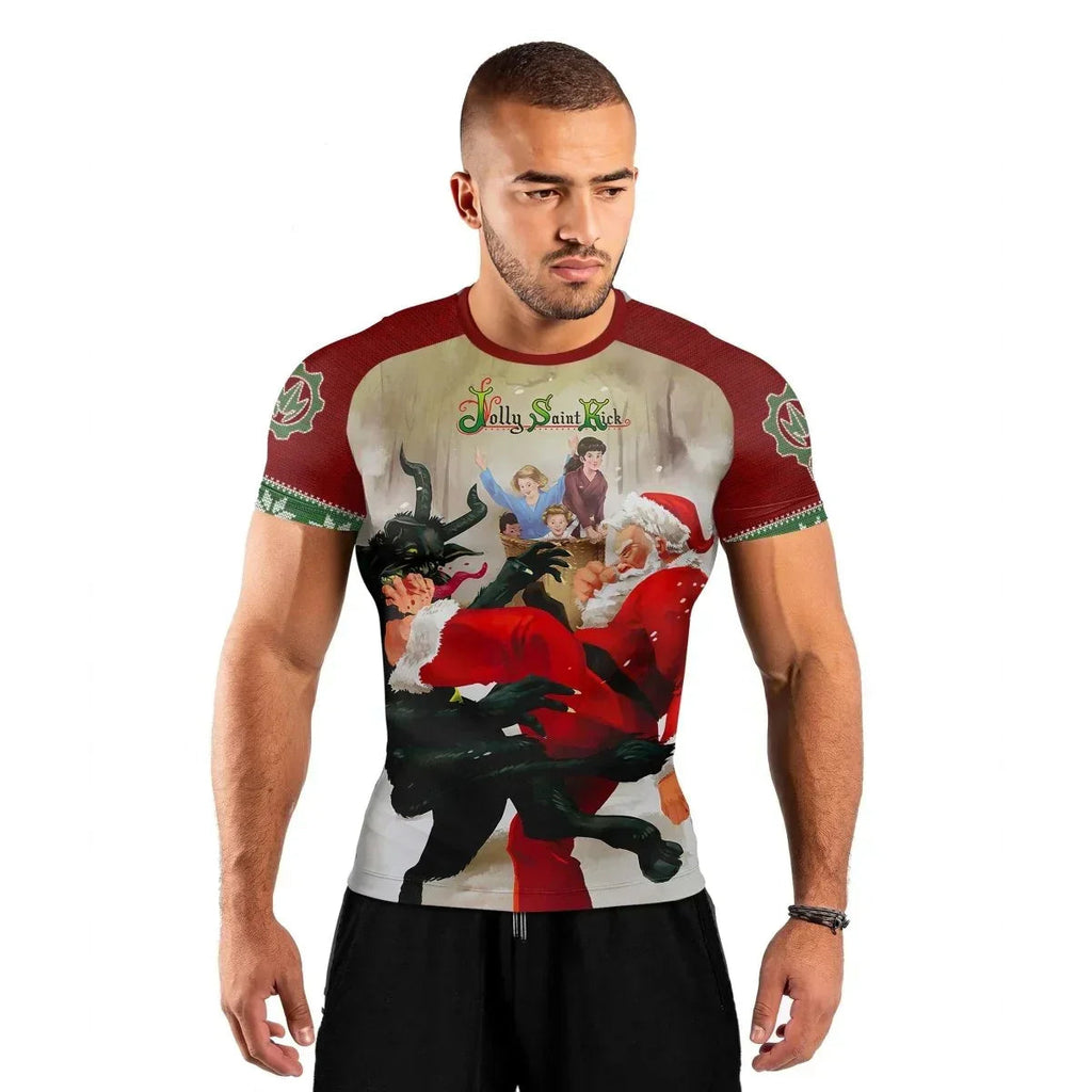 Santa & Satan Christmas Short Sleeve Rash Guard