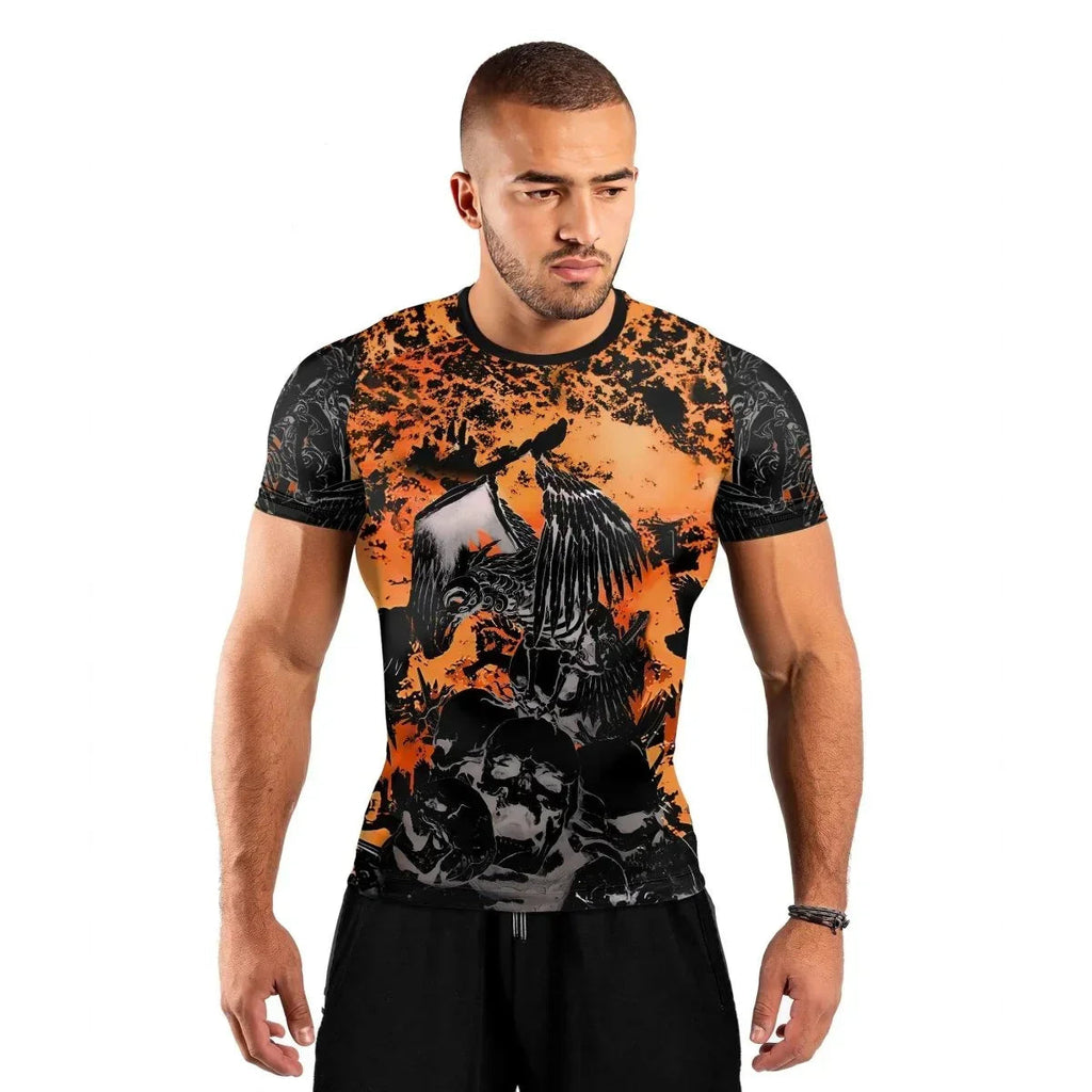 Raven Skull Men's Short Sleeve Rash Guard