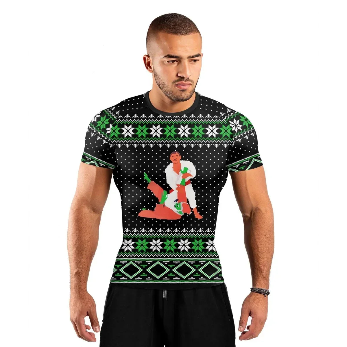 Santa Christmas Short Sleeve Rash Guard