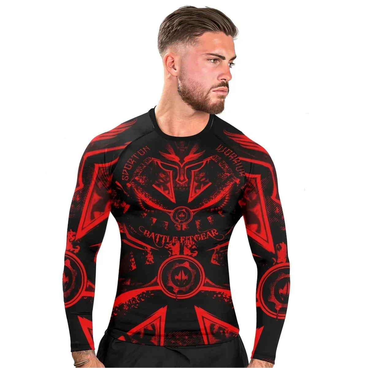 Spartan Red Men's Long Sleeve Rash Guard