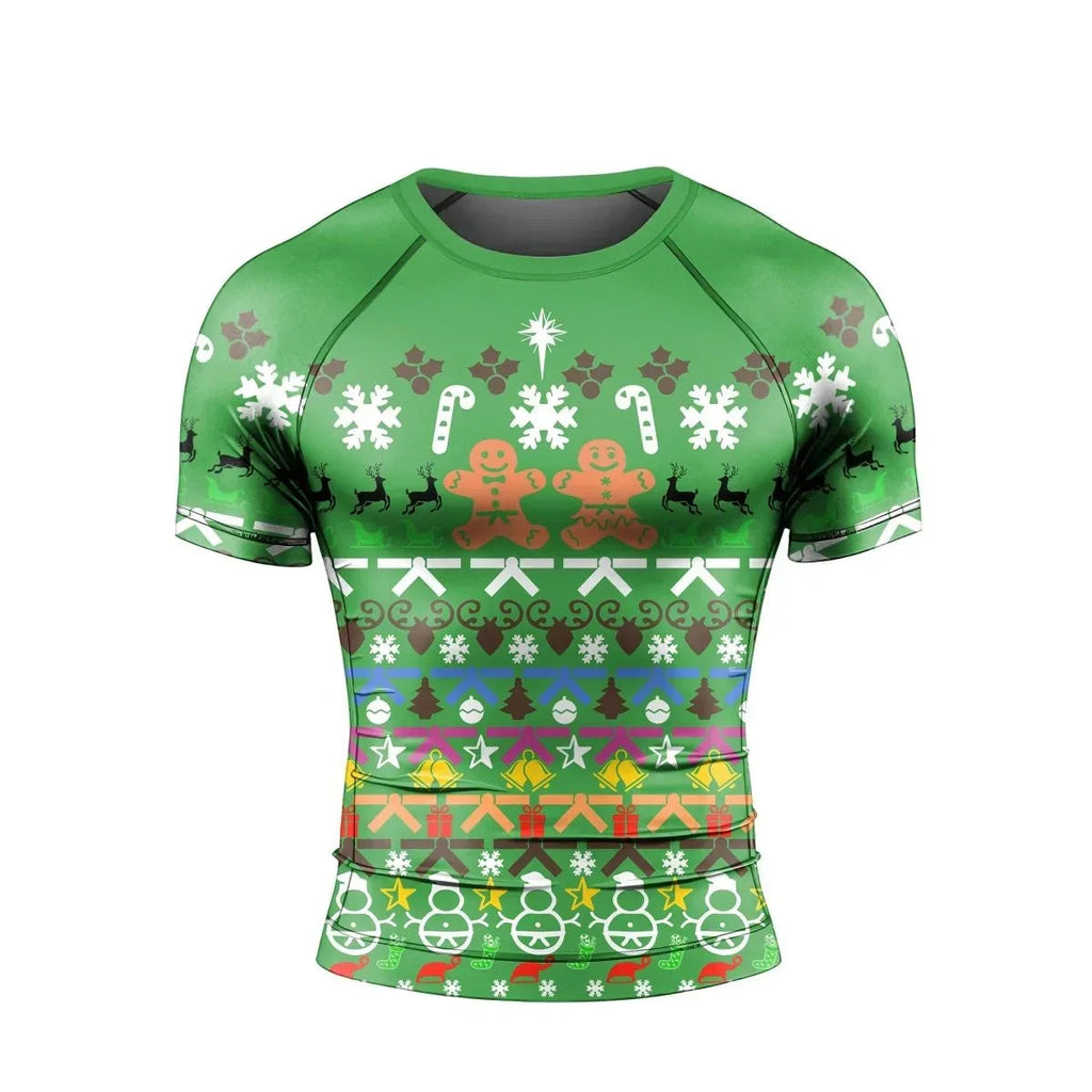 Christmas Gingerbread Short Sleeve Rash Guard