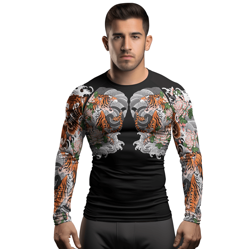 Rashninja Wild Tiger Forest Men's Long Sleeve Rash Guard