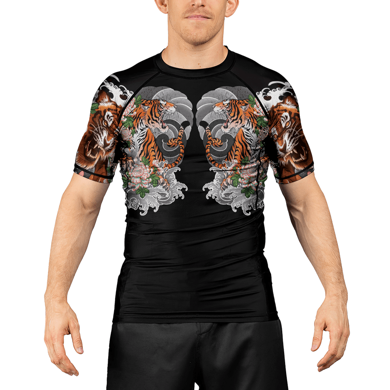 Rashninja Wild Tiger Forest Men's Short Sleeve Rash Guard