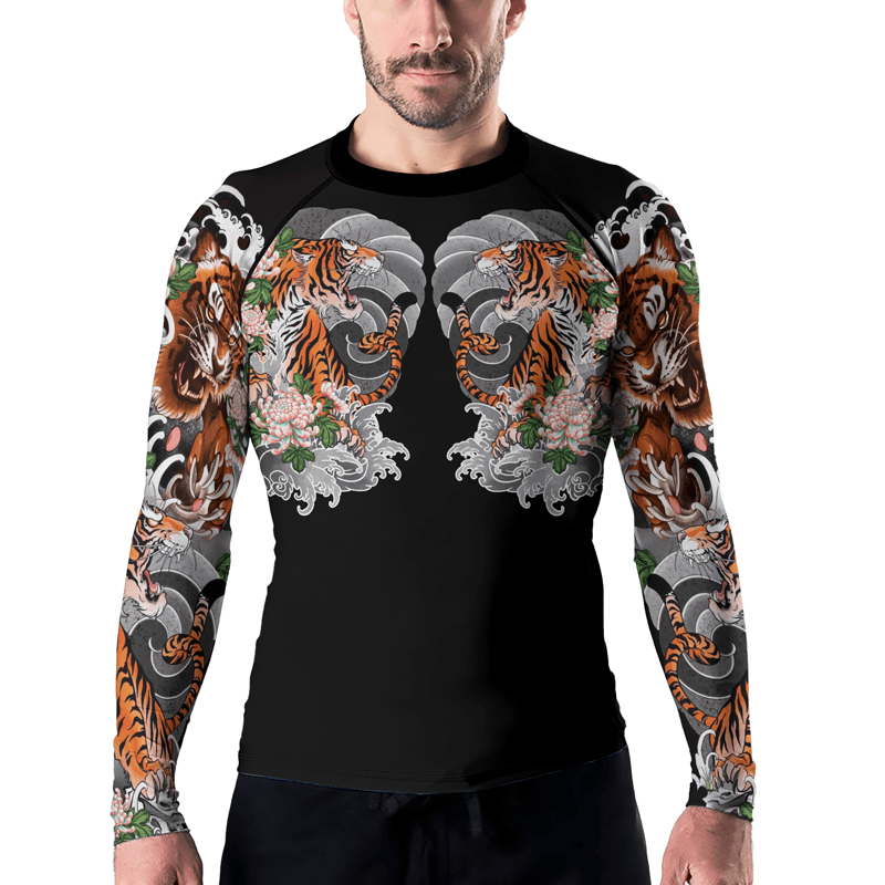 Rashninja Wild Tiger Forest Men's Long Sleeve Rash Guard