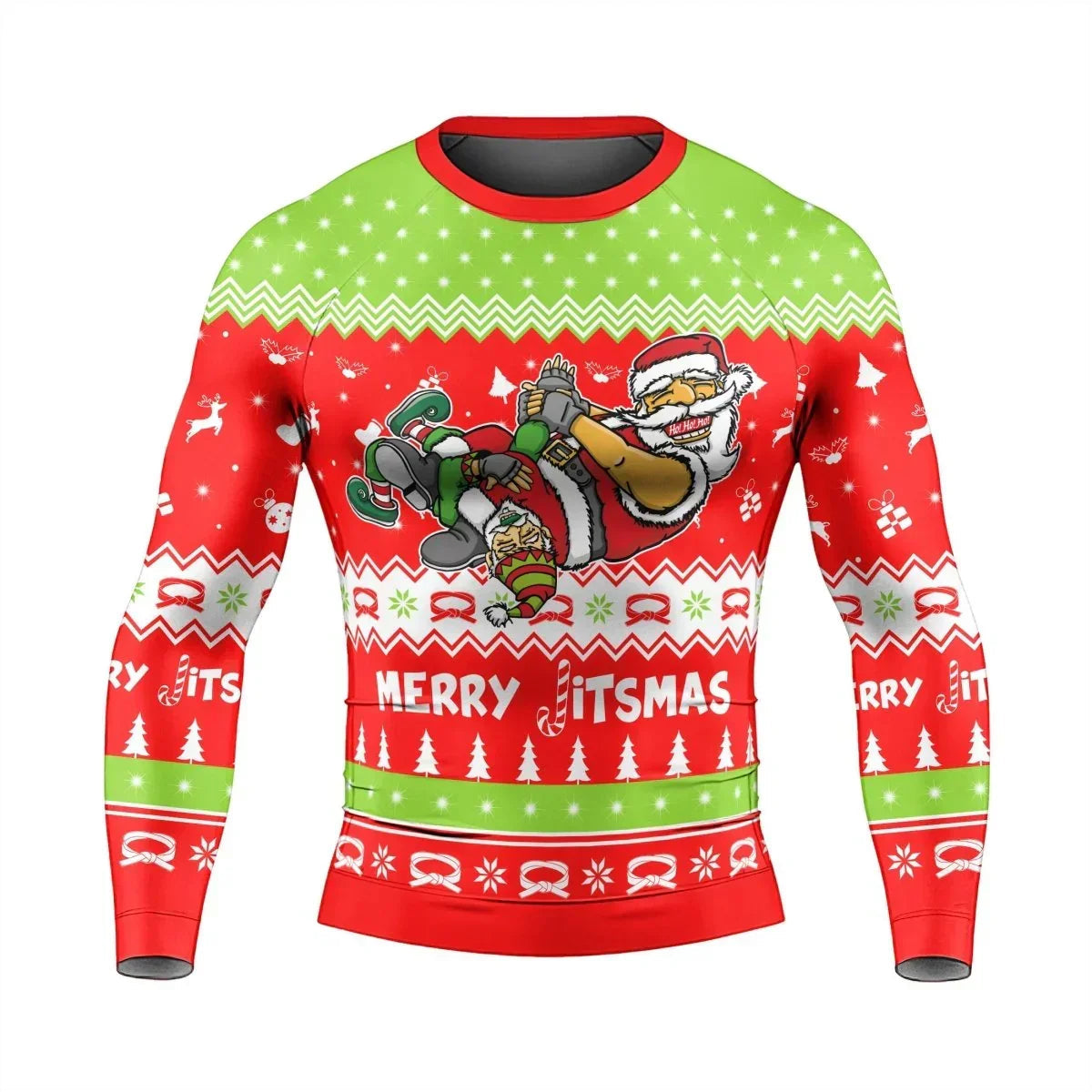 Merry Jitmas Santa Clause Men's Long Sleeve Rash Guard