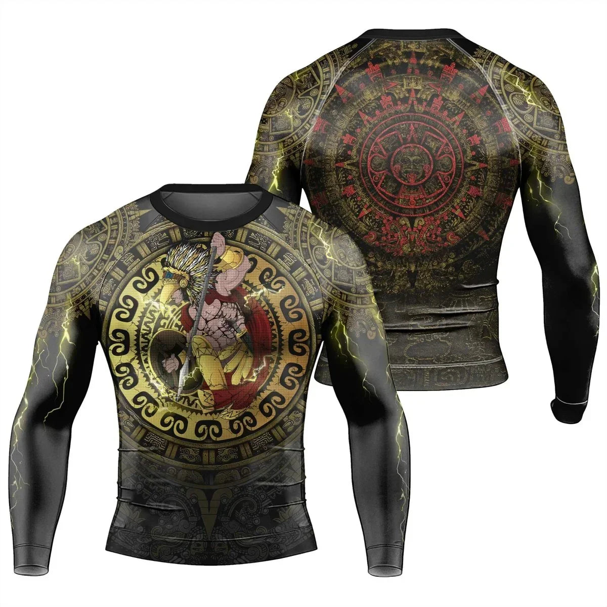 Mighty Aztec Warrior Men's Long Sleeve Rash Guard