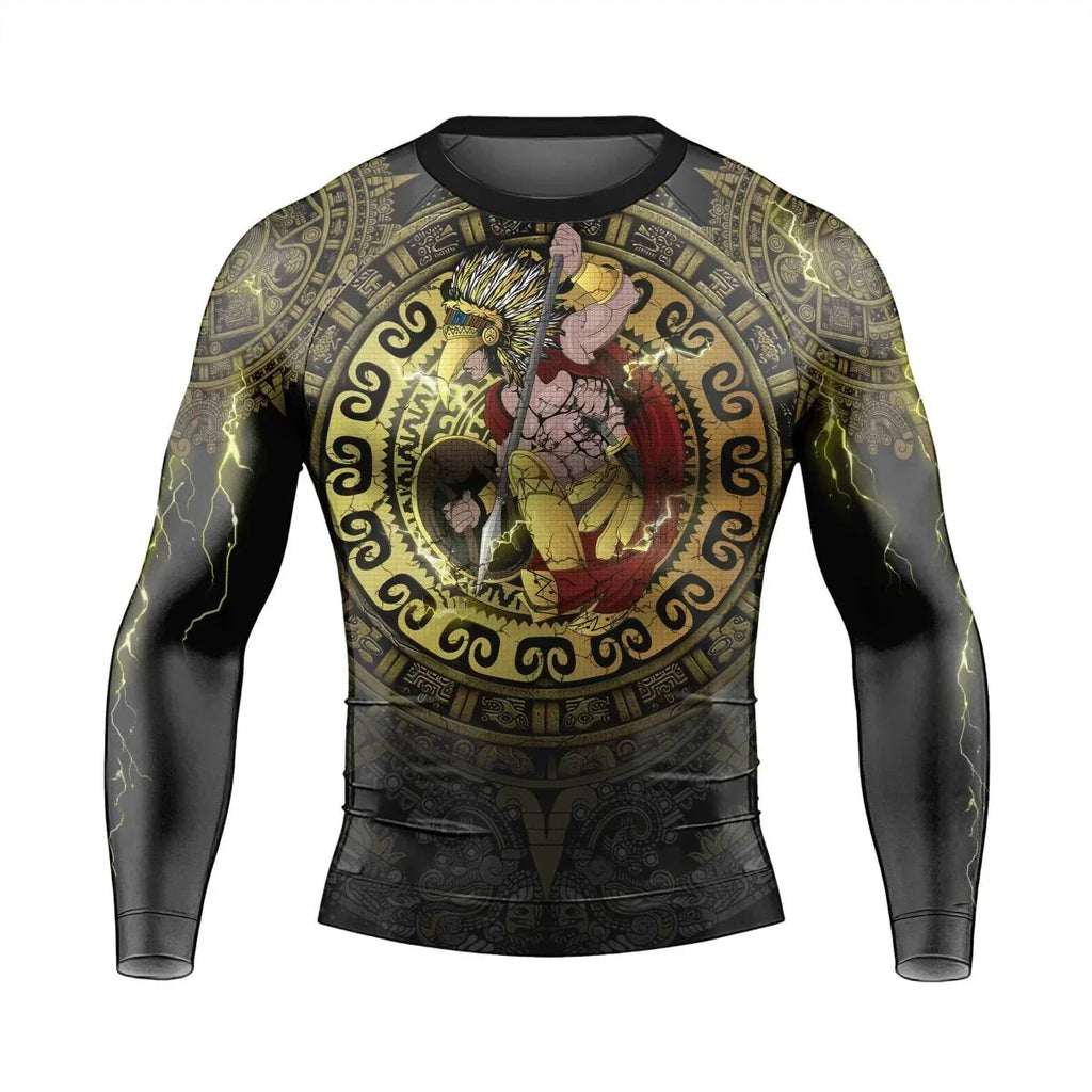 Mighty Aztec Warrior Men's Long Sleeve Rash Guard