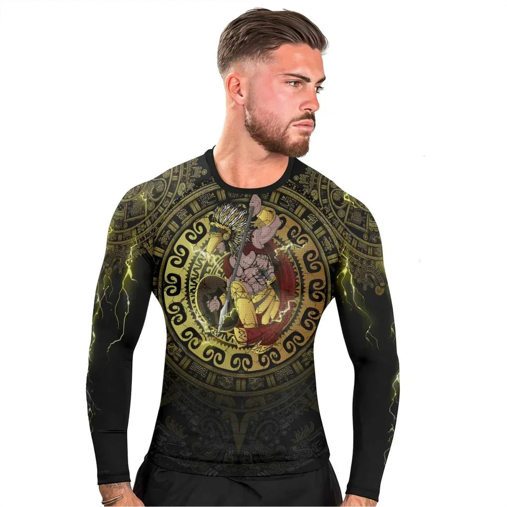 Mighty Aztec Warrior Men's Long Sleeve Rash Guard