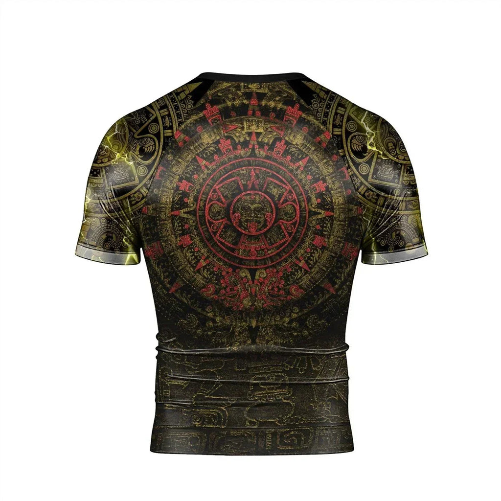 Mighty Aztec Warrior Men's Short Sleeve Rash Guard