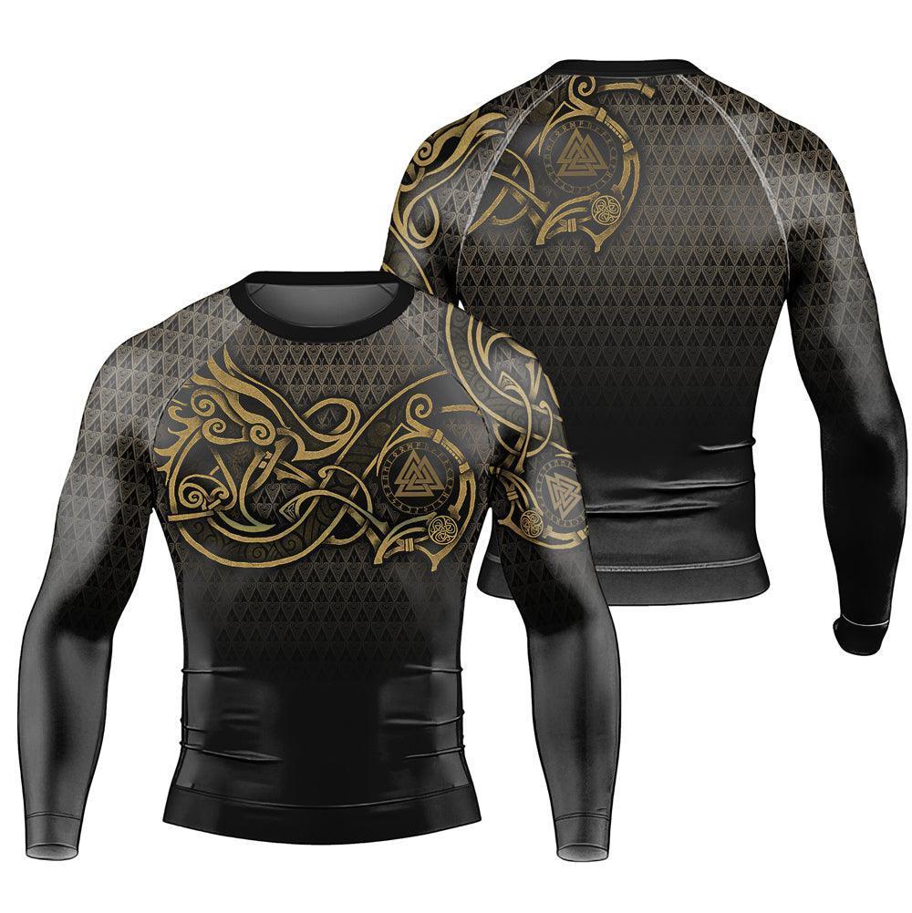 Viking Fenrir Symbol Rune Men's Long Sleeve Rash Guard